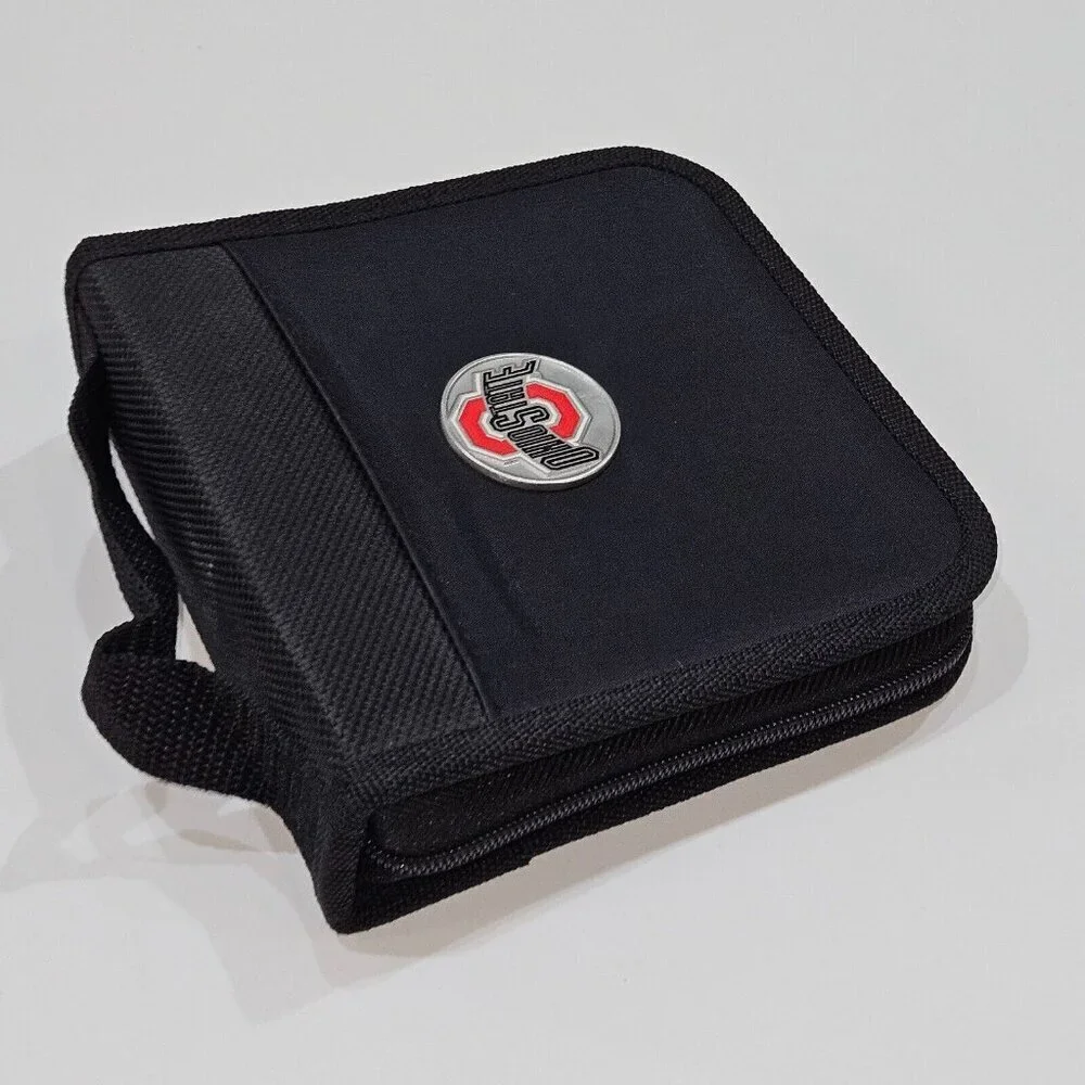 Ohio State University OSU Buckeyes Black CD Holder Case Travel Leed's ~ Holds 16